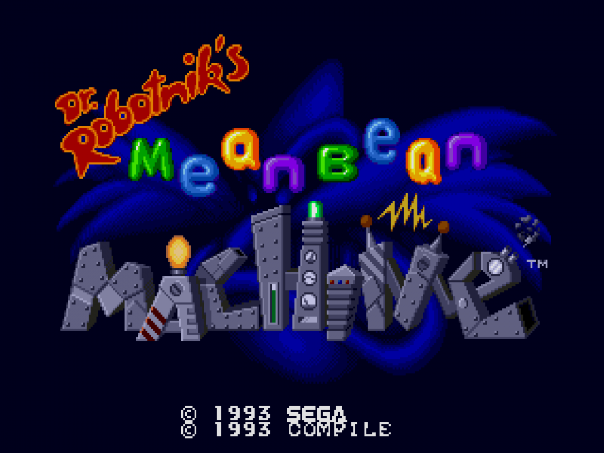 Dr Robotniks Mean Bean Machine Sega Genesis retro video game puzzle game title screen (1993)