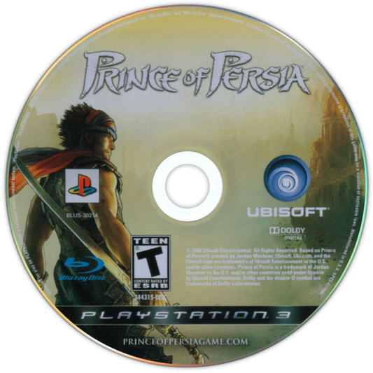 Prince of Persia PlayStation 3 PS3 action adventure video game featuring acrobatic platforming sword combat wall running time manipulation dangerous enemies mysterious environments puzzles exploration and classic PlayStation 3 PS3 gameplay collectible gaming appeal game disc