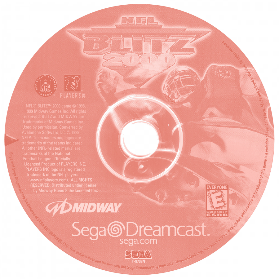 NFL Blitz 2000 Sega Dreamcast DC for arcade football video game fans featuring fast paced NFL action hard hitting tackles aggressive plays exaggerated gameplay powerful hits multiplayer matches team competition and classic Sega Dreamcast gameplay collectible retro gaming appeal game disc