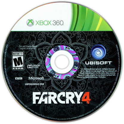 Far Cry 4 Xbox 360 open-world first-person shooter video game Ubisoft Kyrat Himalayas region Pagan Min villain Ajay Ghale protagonist elephant riding wing suit flying grappling hook co-op campaign online multiplayer outpost liberation tower climbing hunting crafting Shangri-La missions psychedelic sequences disc