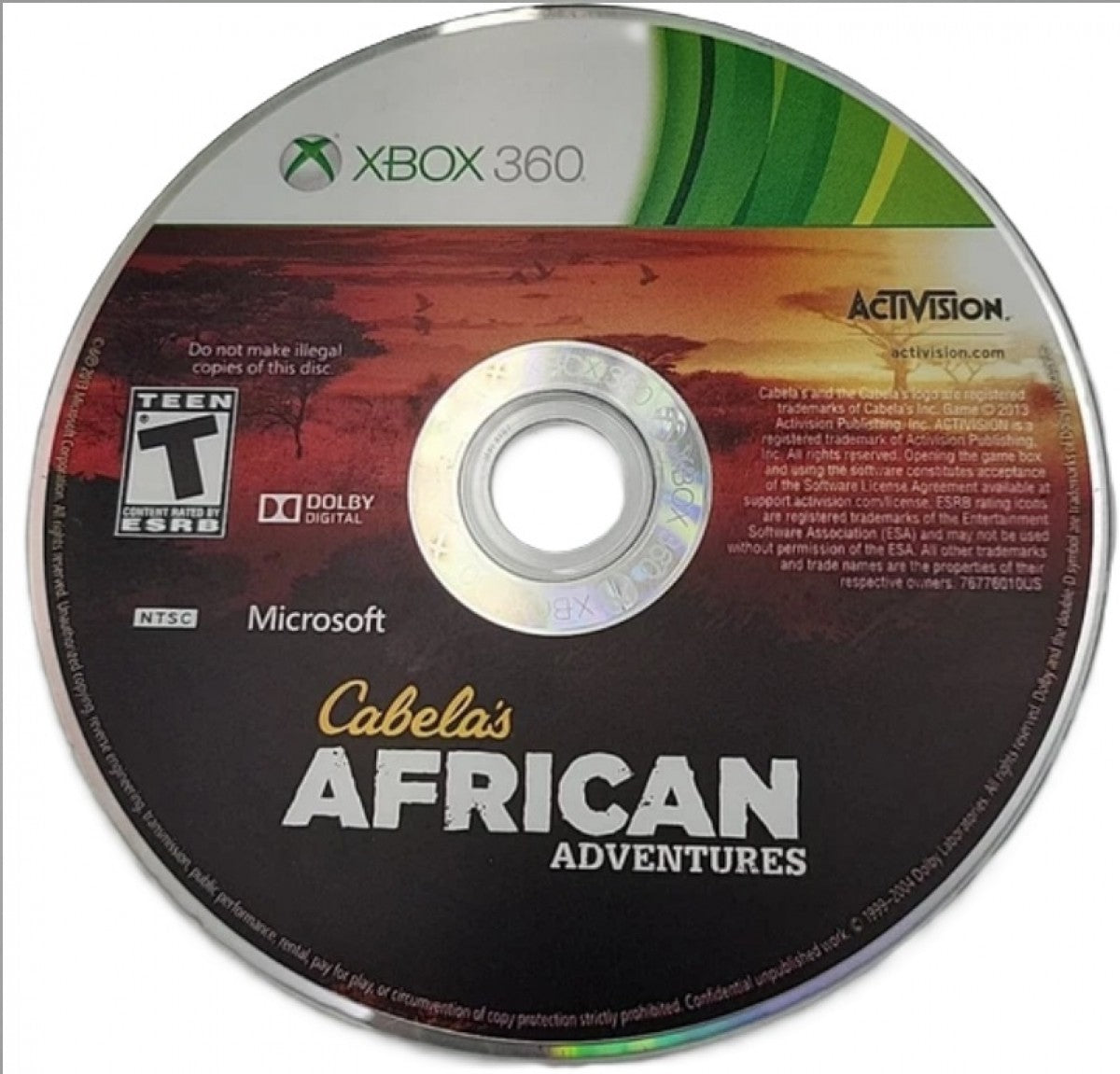 Cabela's African Adventures – Xbox One (XONE) disc for open-world hunting action-adventure game set in Africa.