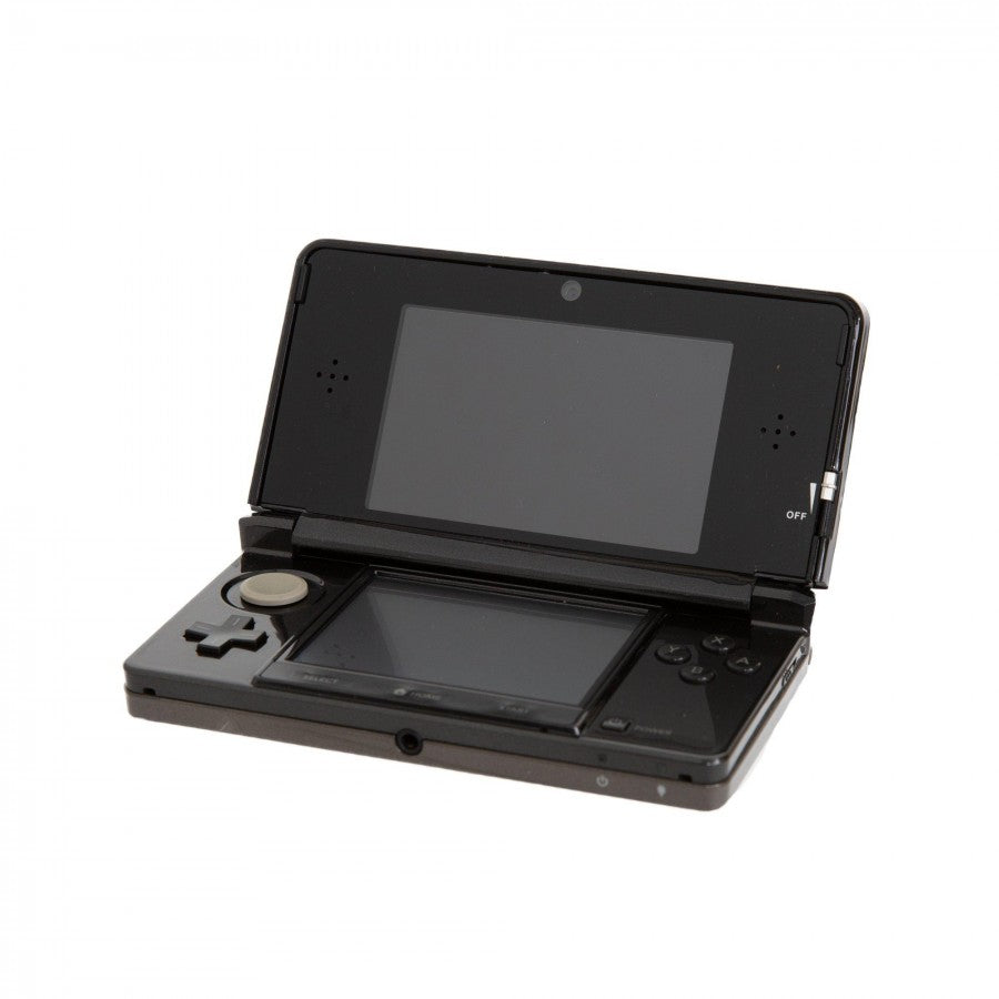 Nintendo 3DS handheld console original model Cosmo Black finish autostereoscopic 3D display glasses-free 3D technology dual screens StreetPass functionality Nintendo portable gaming system open
