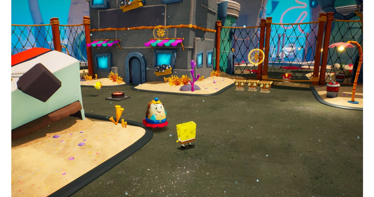 SpongeBob SquarePants Battle for Bikini Bottom Platinum Hits Xbox XBOX platform adventure game featuring SpongeBob Patrick Sandy underwater exploration jellyfish fields enemy battles collectible items and classic Nickelodeon gaming retro video game collection collectible gaming appeal gameplay screenshot