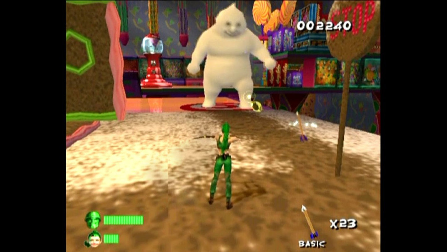 Portal Runner PS2 Sony PlayStation 2 action adventure platformer spin off from Army Men series tactical combat fantasy themed worlds time portals sword and ranged combat puzzle solving 3D exploration gameplay 3DO Company retro gaming PlayStation 2 software video game title gameplay