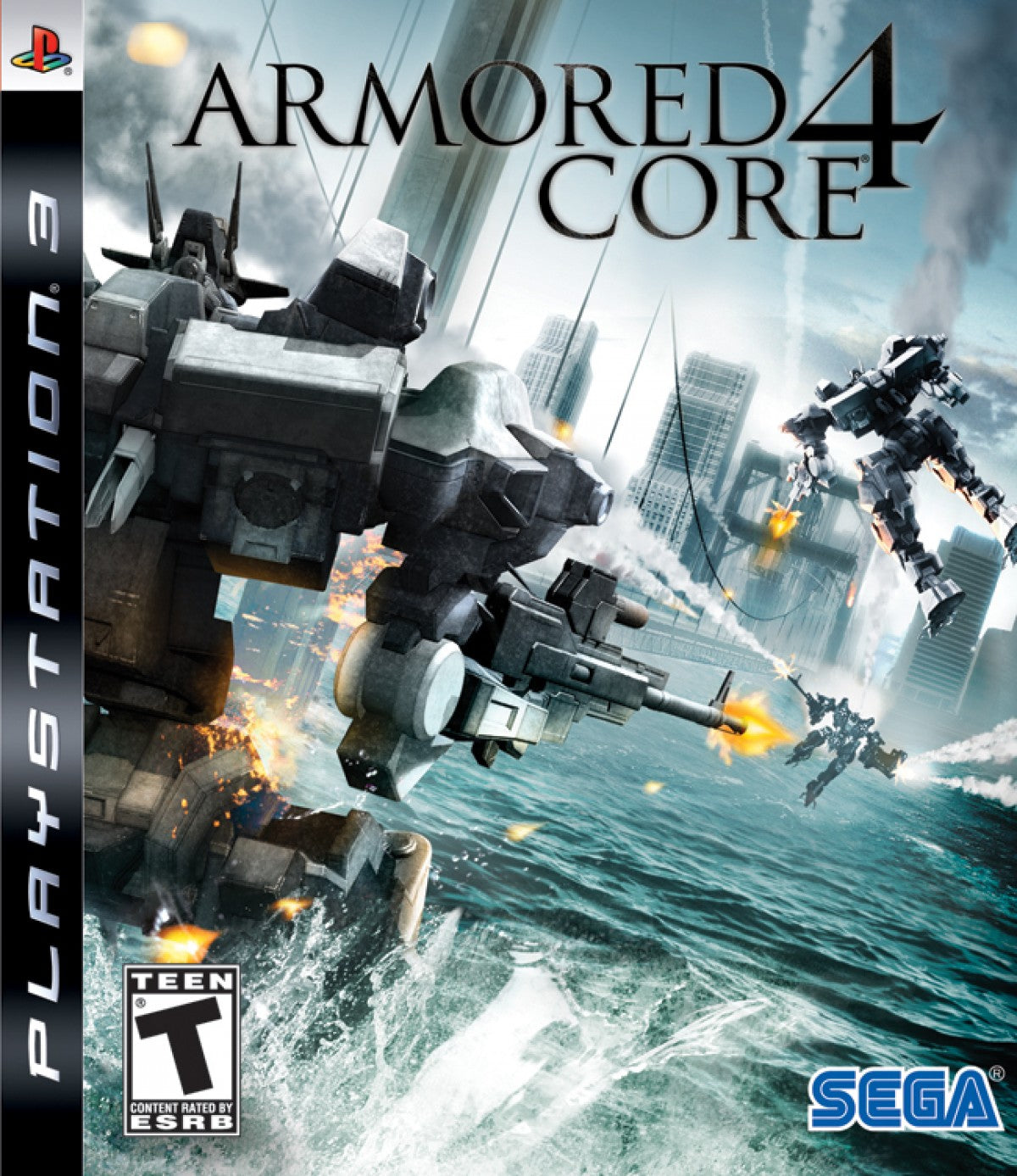Armored Core 4 PlayStation 3 PS3 for retro video game enthusiasts featuring futuristic mech combat gameplay high speed armored warfare customizable mechs intense mission based action strategic battles sci fi environments and collectible gaming appeal front cover