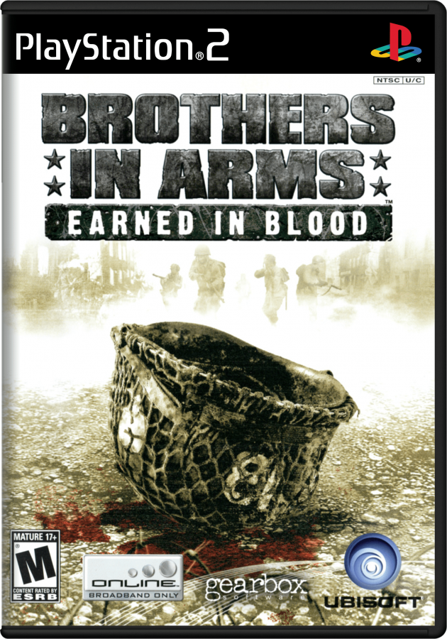Brothers in Arms: Earned in Blood game cover for PlayStation 2 (PS2) first-person shooter video game.
