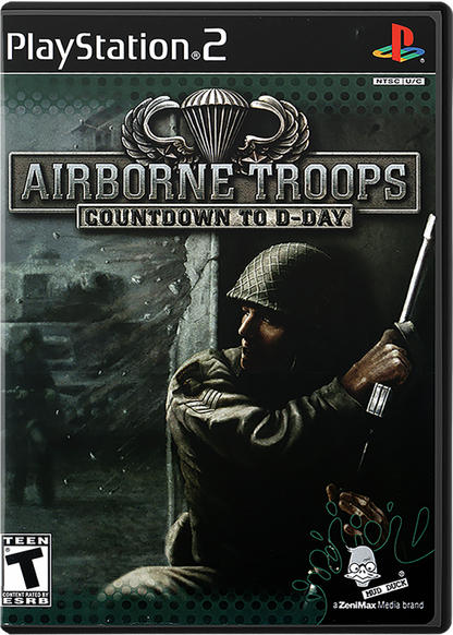 Airborne Troops: Countdown to D-Day PS2 action shooter video game cover art.