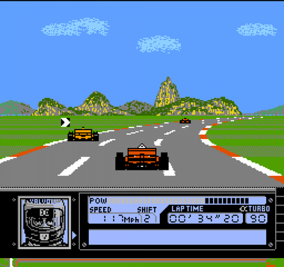 Al Unser Jr Turbo Racing Nintendo Entertainment System NES for retro video game enthusiasts featuring arcade racing gameplay open wheel motorsports high speed competition multiple race tracks responsive controls classic 8 bit driving action and collectible gaming appeal gameplay 