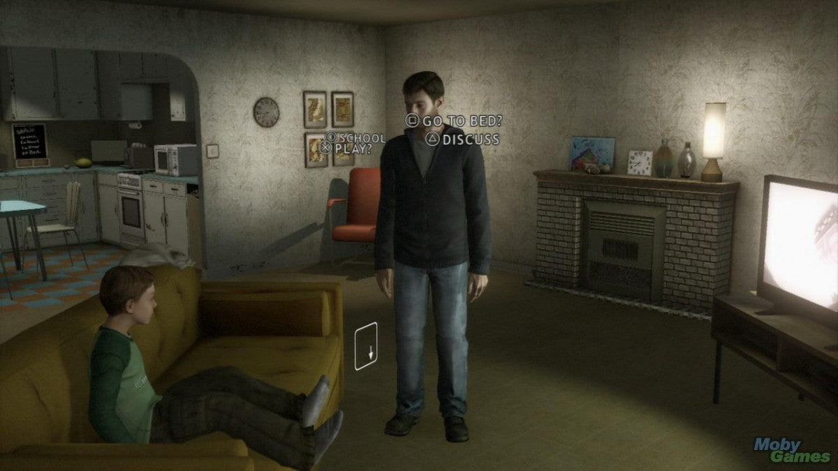 Heavy Rain Director's Cut Greatest Hits PlayStation 3 interactive drama thriller video game multiple protagonist narratives Quantic Dream branching story choices morality system crime investigation David Cage cinematic quick time events emotional psychological horror exclusive additional content The Taxidermist scene gameplay screenshot