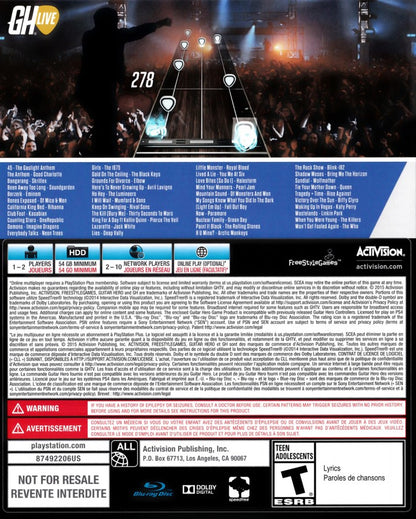 Guitar Hero Live – PlayStation 4 (PS4) video game back of case, music rhythm game 