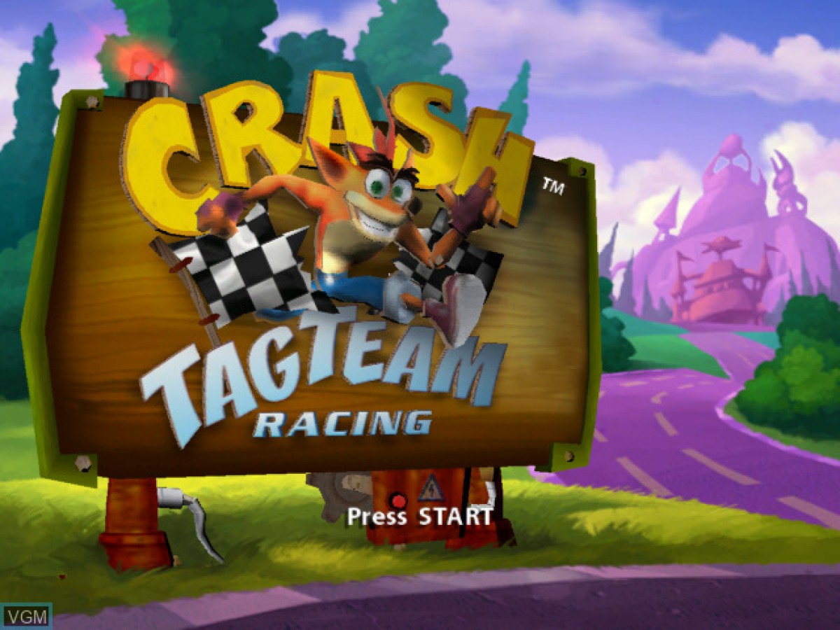 Crash Tag Team Racing title screen art for Xbox (XBOX) video game