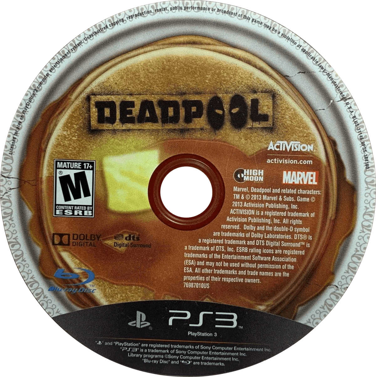 Deadpool disc art for PlayStation 3 (PS3) video game