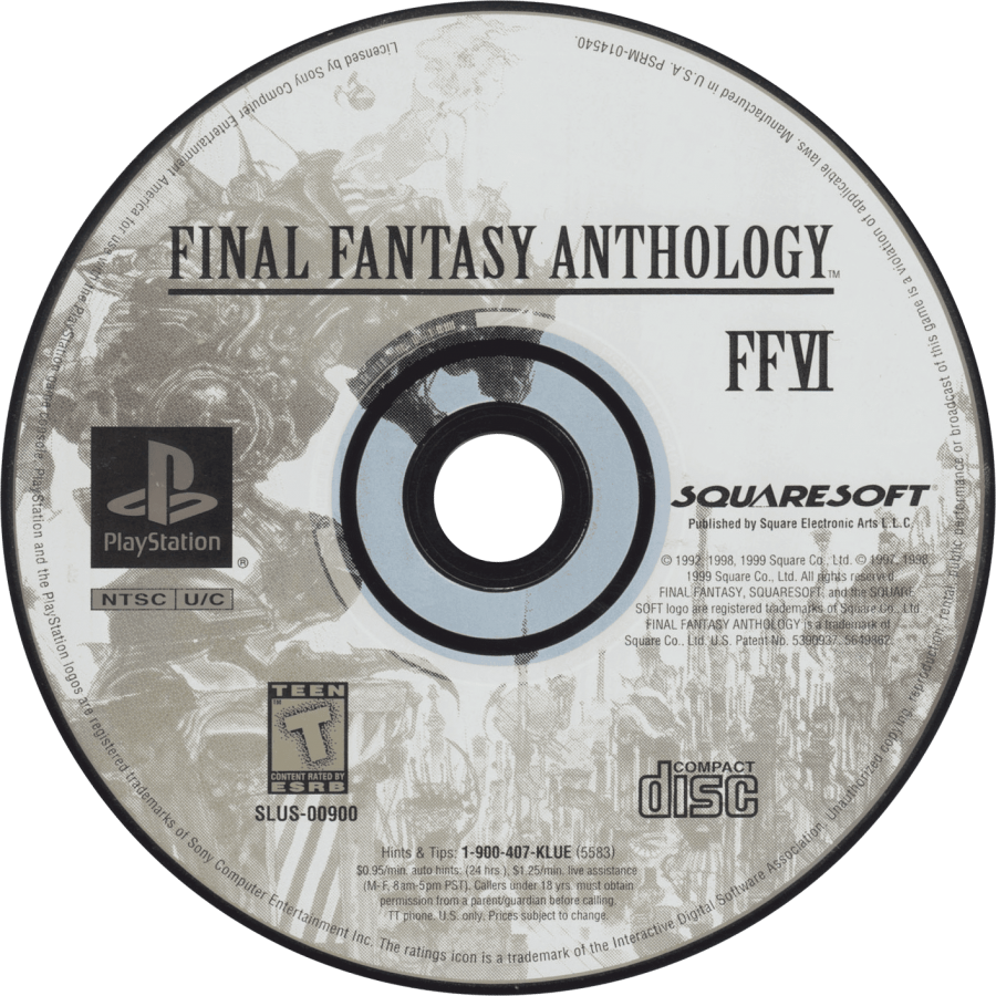 Final Fantasy Anthology PS1 PlayStation 1 JRPG role playing game Final Fantasy V and VI collection turn based combat fantasy adventure retro video game disc 