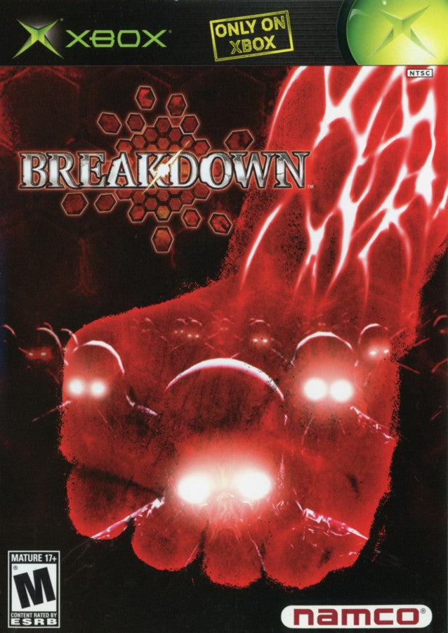 Breakdown retro Xbox video game Breakdown first person action adventure sci fi story driven combat shooter melee gameplay cinematic console title Xbox release cover art
