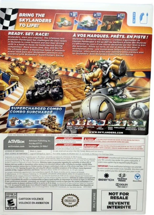 Skylanders: SuperChargers Racing – Nintendo Wii (Wii) kart racing action toys-to-life video game back of case