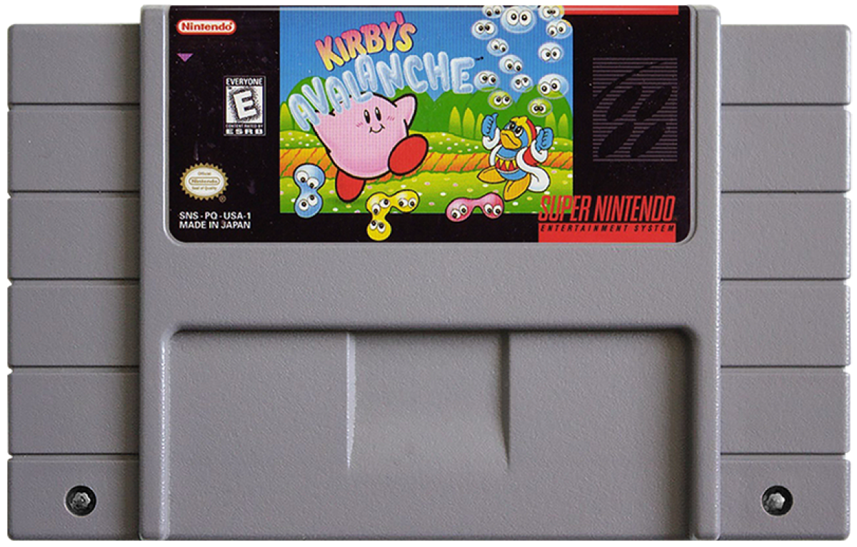 Kirby's Avalanche cartridge for Super Nintendo Entertainment System (SNES) retro video game