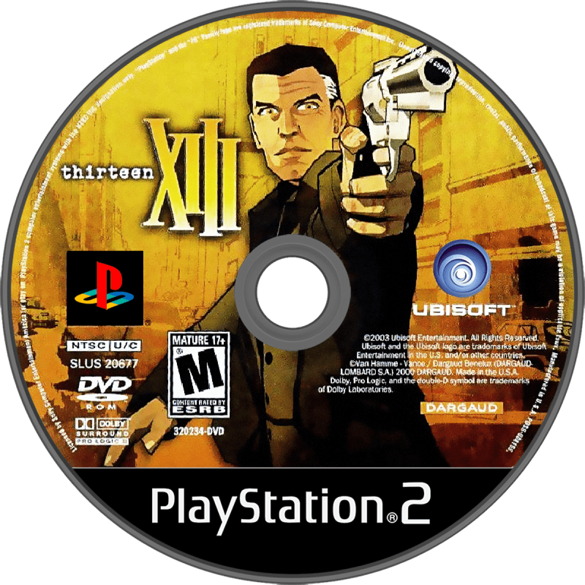 XIII PlayStation 2 PS2 for first person shooter video game fans featuring cel shaded comic book visuals espionage storyline stealth action intense gunfights conspiracy mystery multiplayer modes cinematic storytelling unique graphic novel presentation collectible gaming appeal game disc