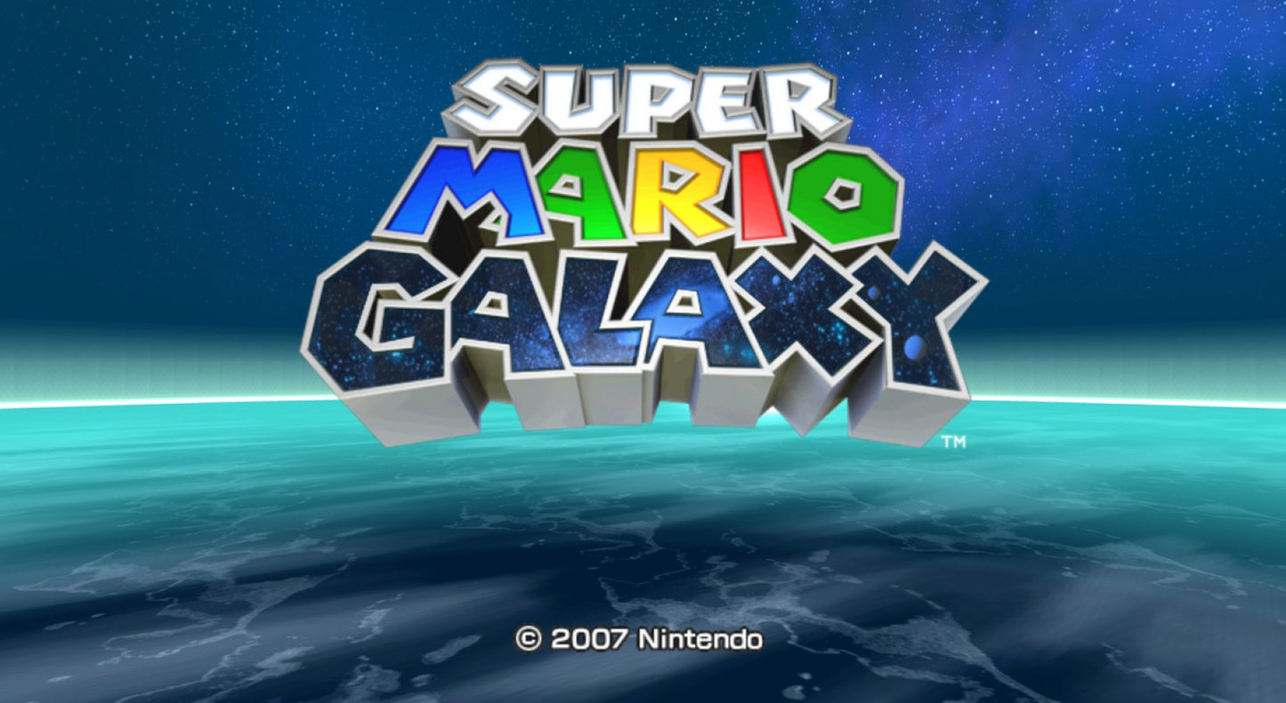 Super Mario Galaxy – Nintendo Wii (Wii) 3D platformer action-adventure video game title screen