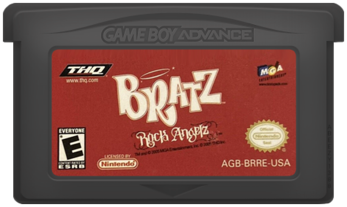 Bratz: Rock Angelz for Game Boy Advance with fashion-themed adventure and music-focused gameplay cartridge