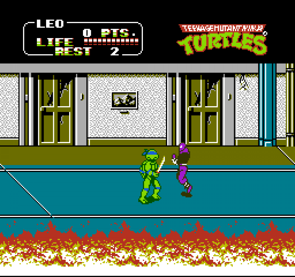 Teenage Mutant Ninja Turtles II: The Arcade Game gameplay image for Nintendo Entertainment System (NES) retro video game