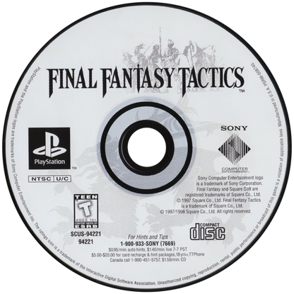 Retro Final Fantasy Tactics PS1 cover art inspired design featuring classic tactical RPG fantasy warfare aesthetic vintage PlayStation strategy game graphics medieval heroes summons grid based battles nostalgic Squaresoft masterpiece iconic JRPG adventure disc