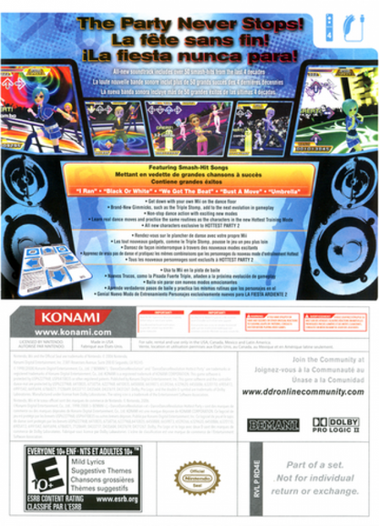 Dance Dance Revolution back cover art for Nintendo Wii (Wii) video game