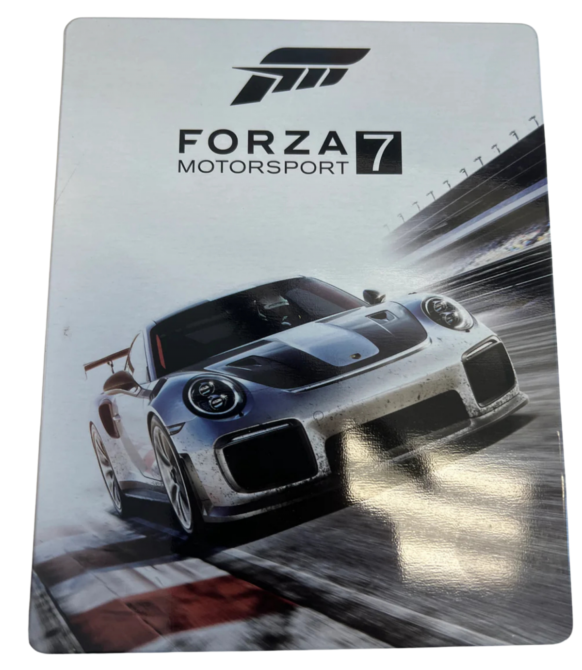 Forza Motorsport 7 Ultimate Edition Steelbook Xbox One XONE racing simulation game Microsoft Studios Turn 10 Studios motorsport racing cars hypercars track racing realistic driving physics automotive racing game collector steelbook edition Xbox racing game disc edition ultimate content pack bonus cars tracks garage customization driving simulator front cover