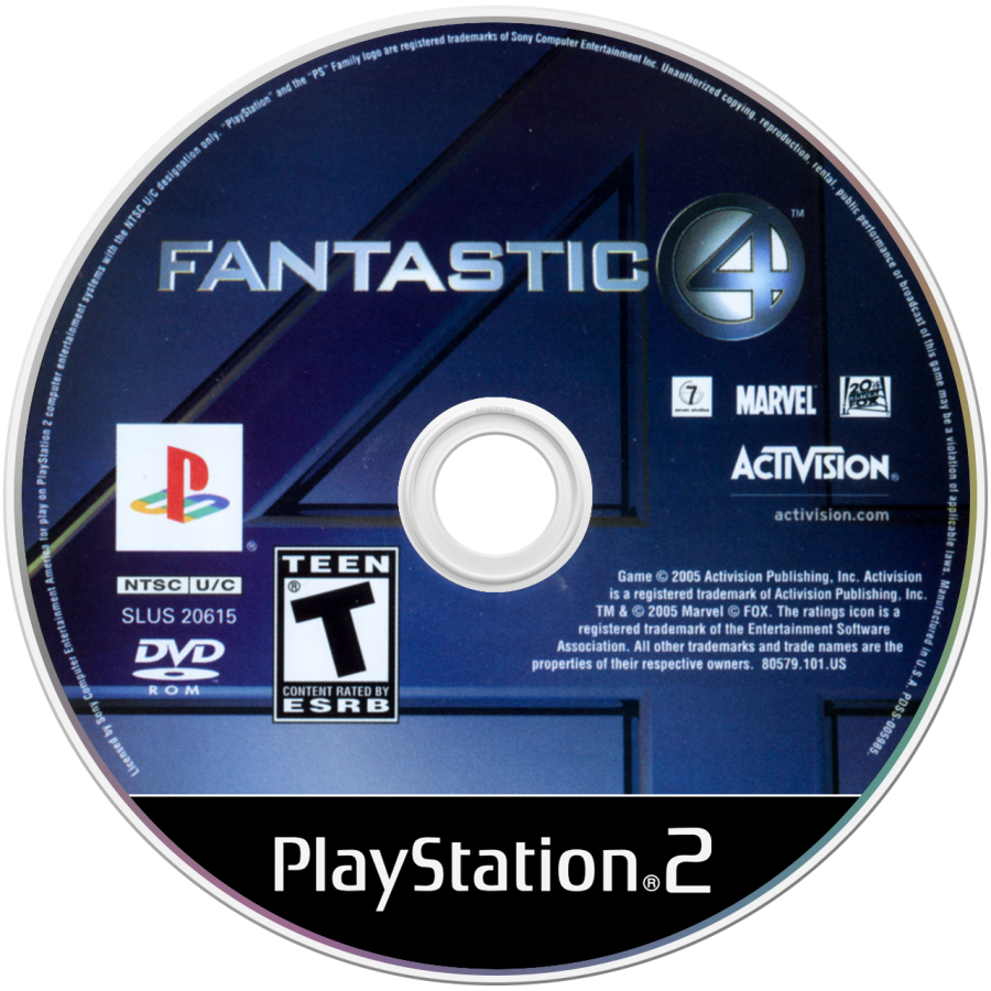 Fantastic 4 disc art for Playstation 2 (PS2) video game
