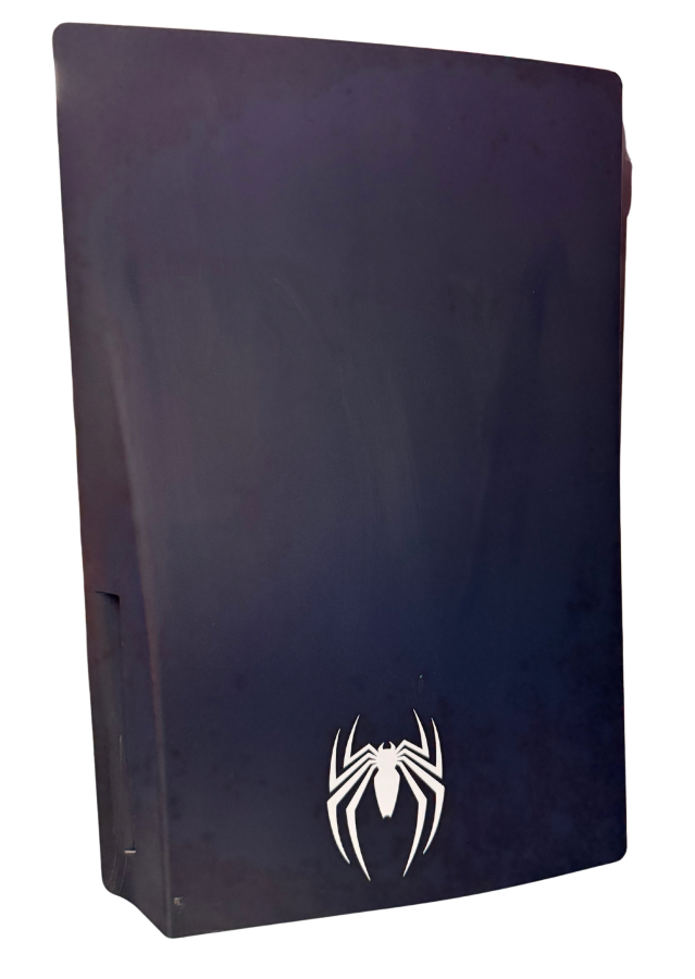 Marvel's Spider-Man Edition PlayStation 5 PS5 Console System featuring Spider-Man themed design high performance gaming hardware fast loading SSD immersive gameplay support modern PlayStation 5 gaming system collectible console design and gaming setup appeal