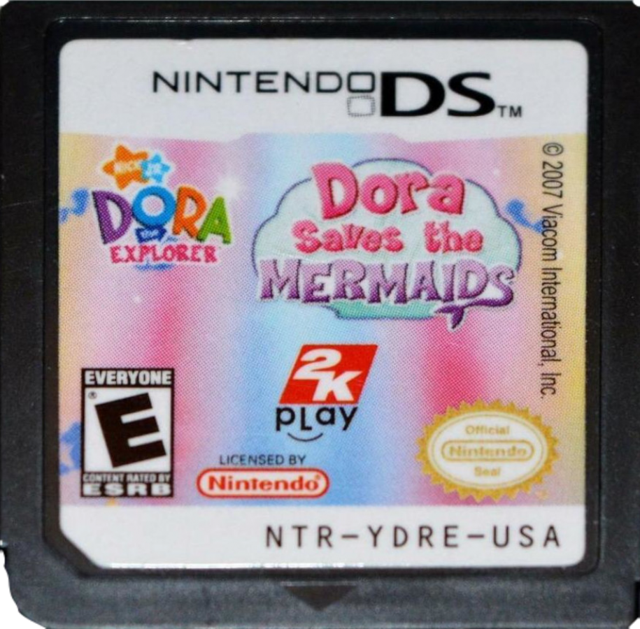 Dora the Explorer Dora Saves the Mermaids Nintendo DS video game, educational adventure gameplay, ocean-themed puzzles, family-friendly handheld console title cartridge