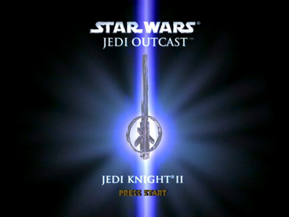 Star Wars Jedi Knight II Jedi Outcast Xbox video game, action shooter, lightsaber combat, Force powers, classic Star Wars console title screen