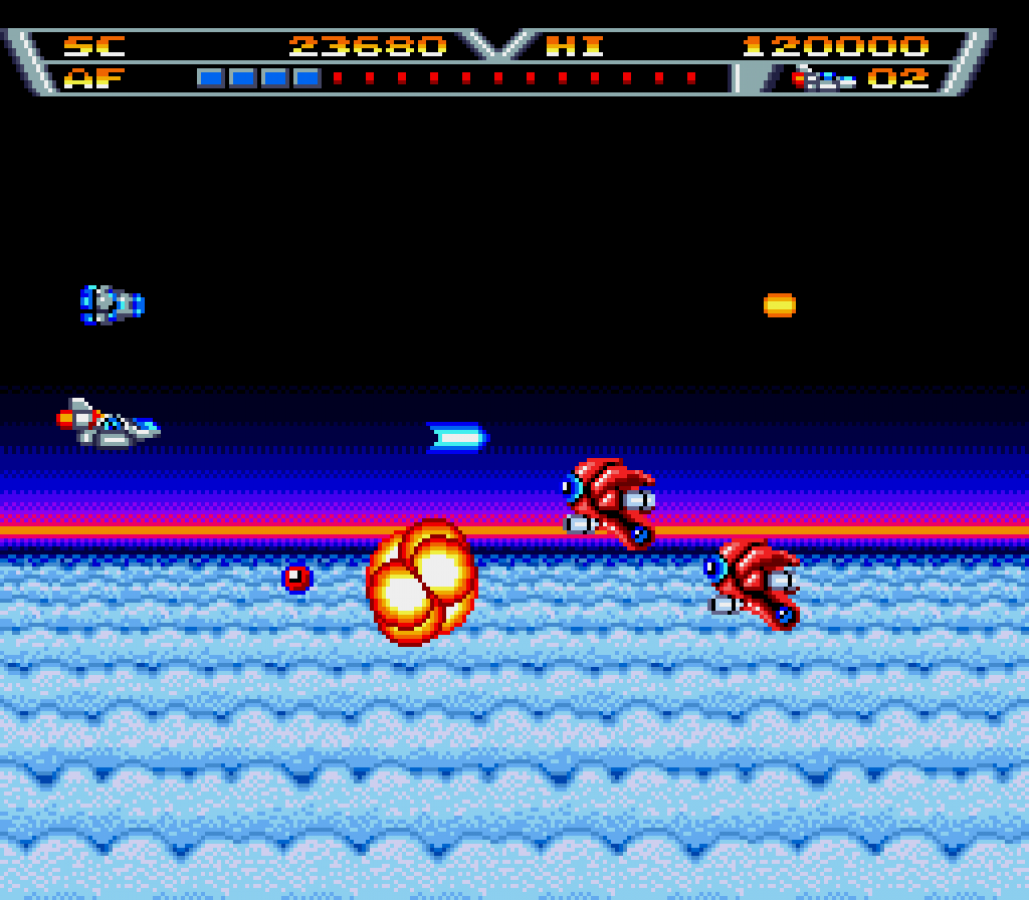 Arrow Flash Sega Genesis GEN for retro video game enthusiasts featuring side scrolling shoot em up gameplay futuristic spacecraft combat powerful weapon upgrades fast paced enemy battles challenging stages sci fi arcade action and collectible gaming appeal gameplay 