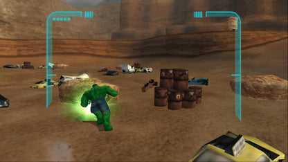 Hulk for GameCube featuring destructive action gameplay as the Incredible Hulk in an open environment gameplay screenshot