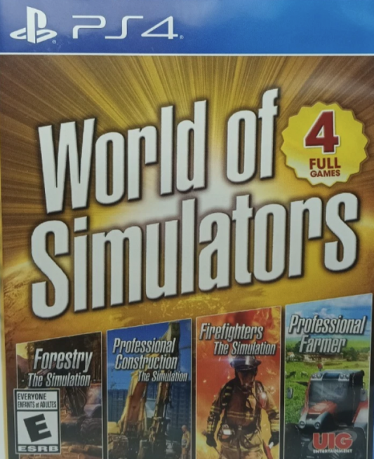 World of Simulators – PlayStation 4 (PS4) video game cover image, vehicle simulation game.