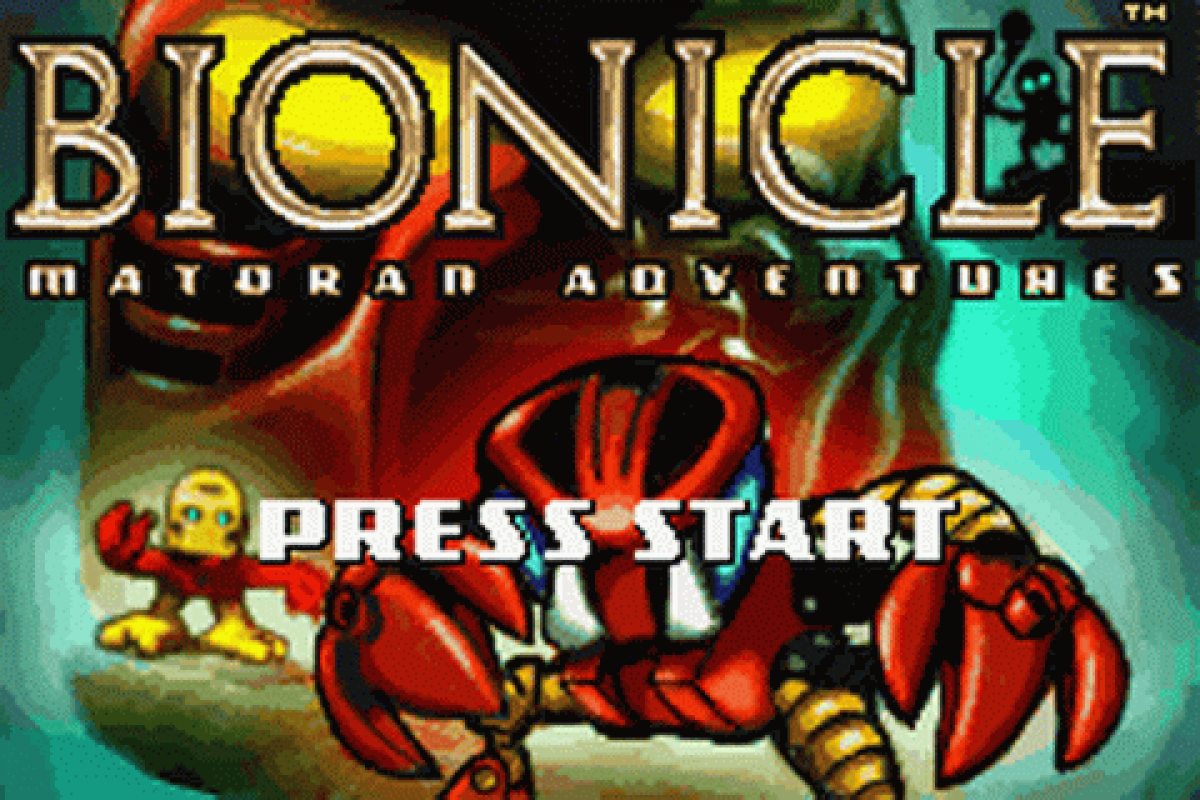Bionicle Matoran Adventures start menu for Game Boy Advance GBA video game
