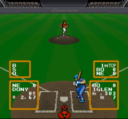 Super Baseball Simulator 1.000 gameplay image for Super Nintendo Entertainment System (SNES) retro video game