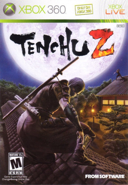 Tenchu Z Xbox 360 X360 for stealth action video game fans featuring ninja gameplay sword combat stealth missions silent takedowns customizable ninja characters Japanese environments enemy guards challenging objectives and classic Xbox 360 gameplay collectible gaming appeal front cover art