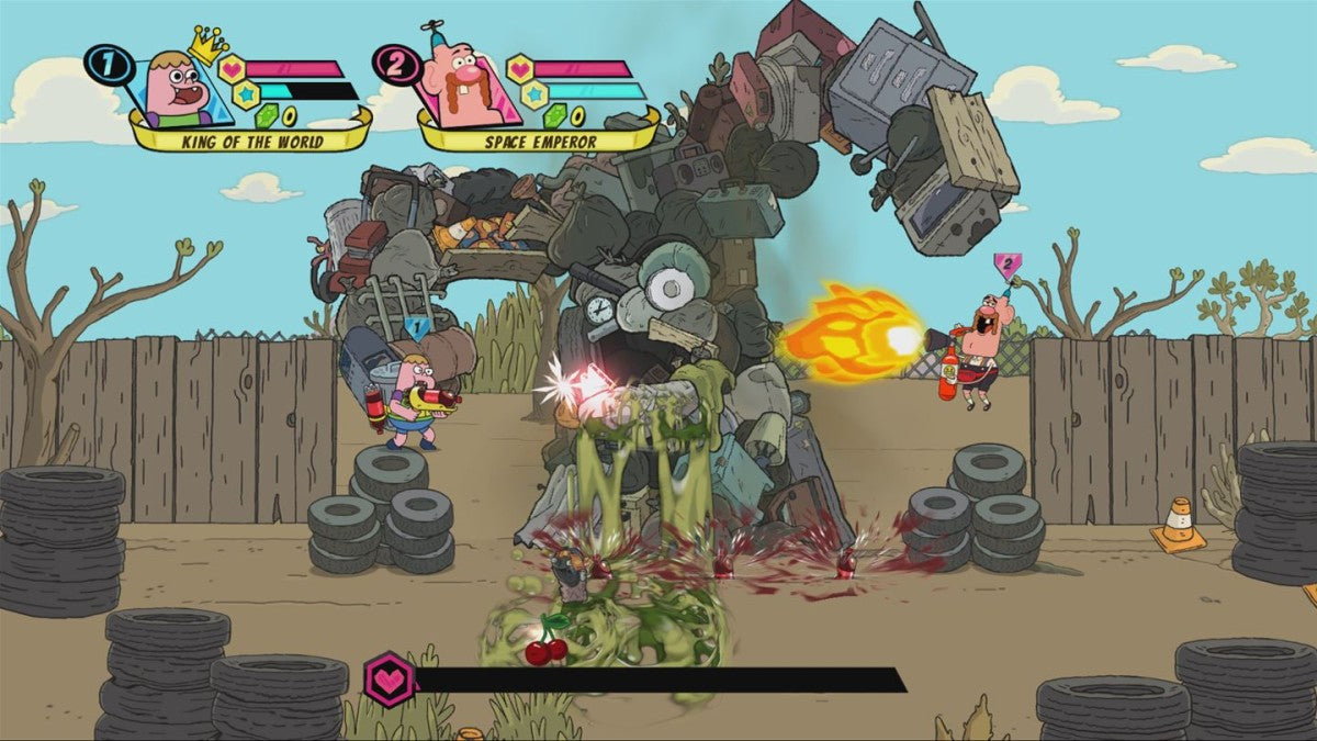 Cartoon Network Battle Crashers PlayStation 4 PS4 video game featuring side scrolling beat em up action gameplay Cartoon Network characters Finn Jake Steven Universe Gumball Clarence and Uncle Grandpa cooperative multiplayer combat enemy battles special character abilities colorful cartoon worlds platforming challenges and family friendly arcade action retro video game collection collectible gaming appeal gameplay screenshot