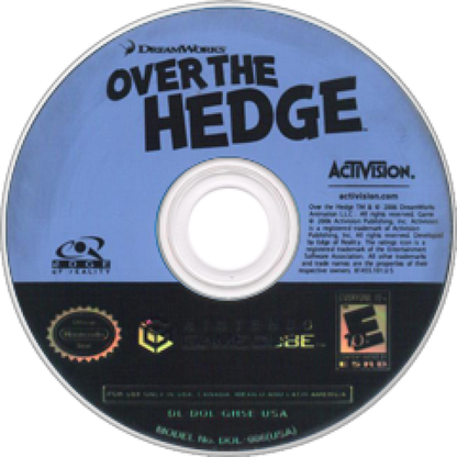 Over the Hedge for GameCube featuring family friendly action adventure gameplay based on the animated movie disc