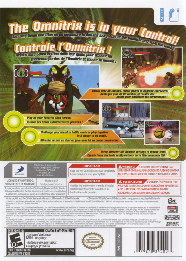 Ben 10: Protector of Earth back cover art for Nintendo Wii (Wii) video game