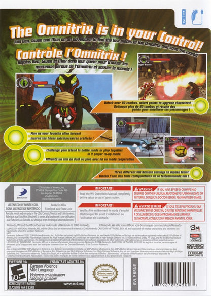 Ben 10: Protector of Earth back cover art for Nintendo Wii (Wii) video game