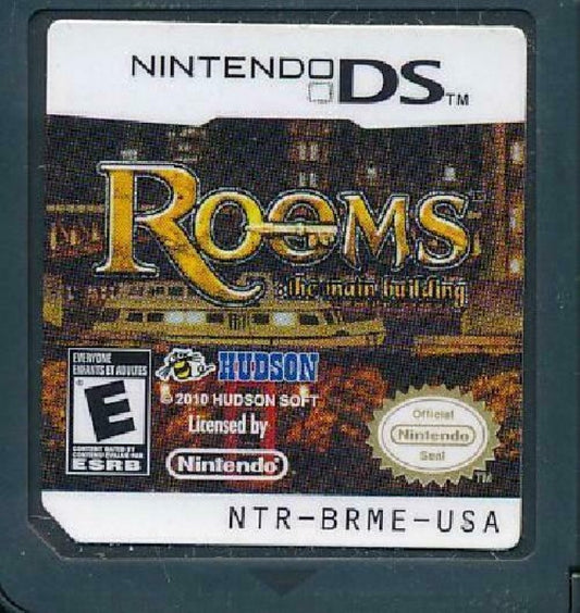 Rooms The Main Building game for the Nintendo DS featuring puzzle gameplay where players slide and rotate rooms within a building to guide a character to the exit with increasing difficulty and logic based challenges cartridge