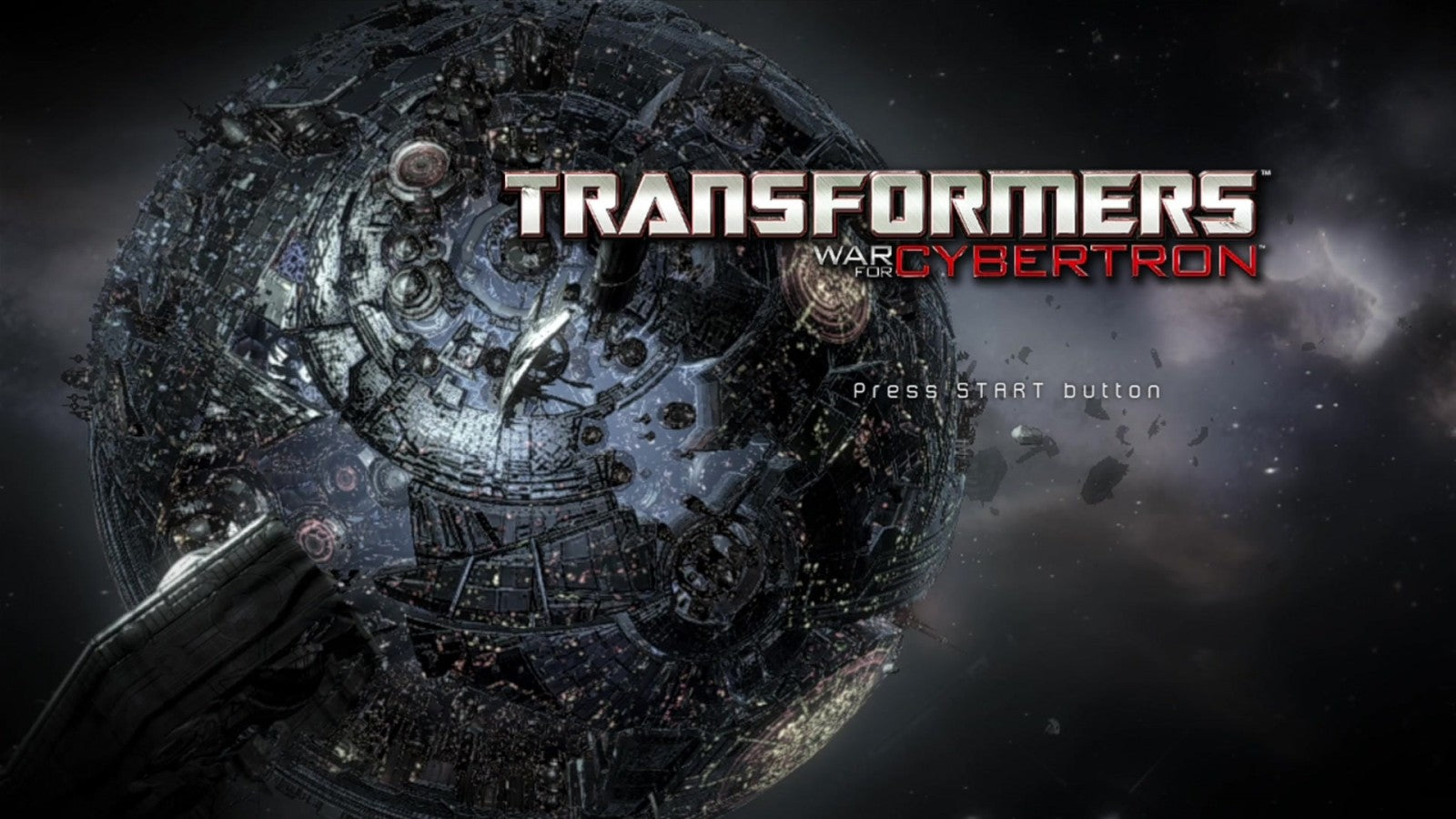 Transformers: War for Cybertron start screen for Xbox 360 (X360) third-person shooter action video game