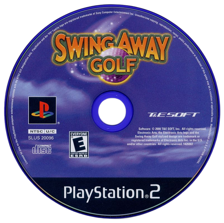 Swing Away Golf – PlayStation 2 (PS2) video game disc, golf sports simulation.