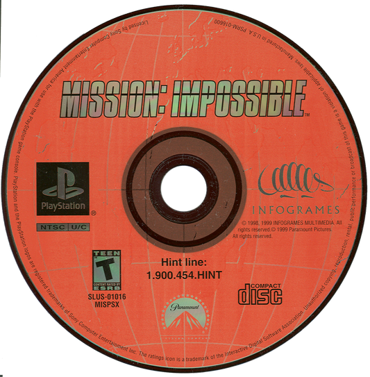 Mission: Impossible PlayStation 1 PS1 for action adventure stealth retro video game fans featuring espionage missions covert operations stealth gameplay gadget based puzzles secret agent action cinematic thrills collectible gaming appeal disc