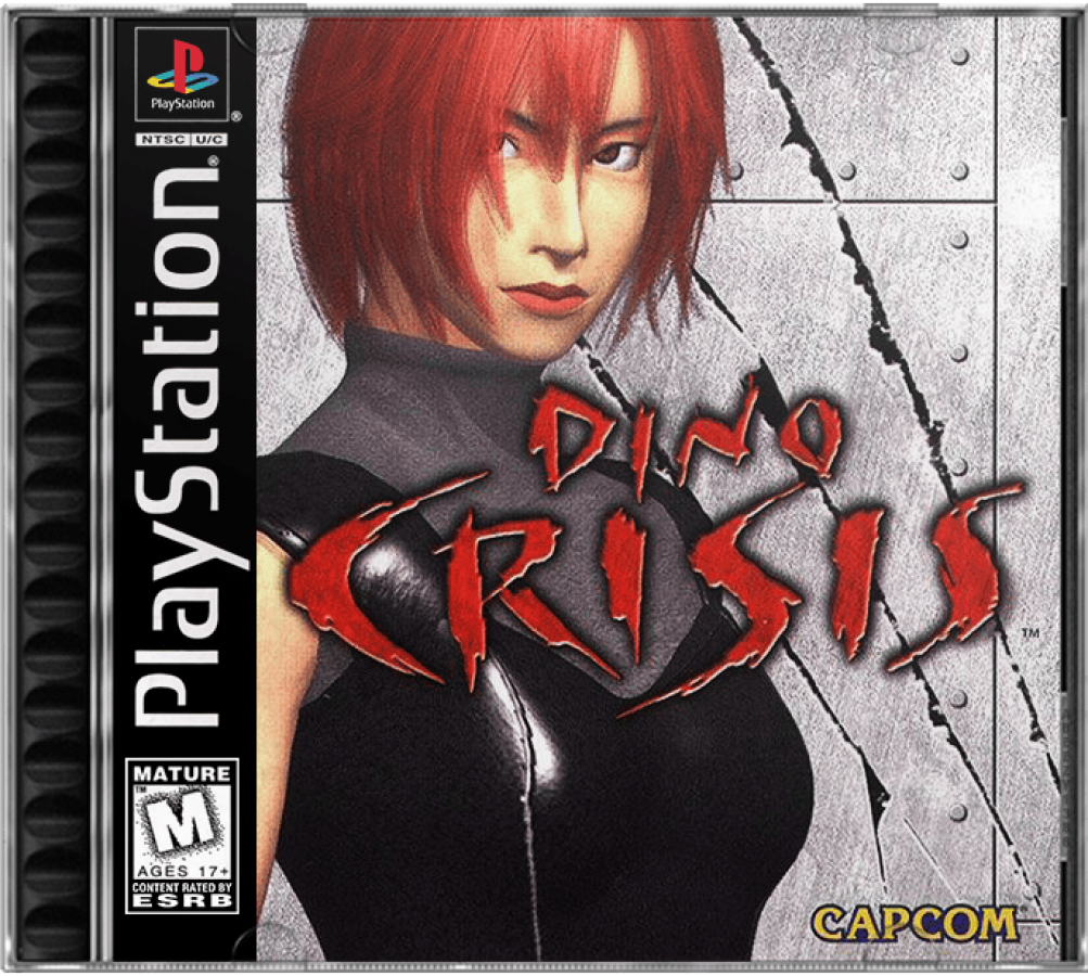 Dino Crisis PlayStation 1 survival horror game Regina and dinosaurs third-person combat puzzle solving futuristic setting cover art