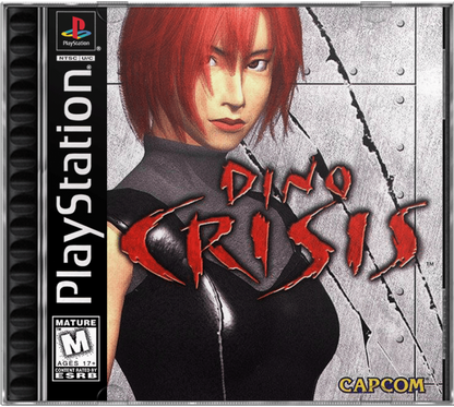 Dino Crisis PlayStation 1 survival horror game Regina and dinosaurs third-person combat puzzle solving futuristic setting cover art