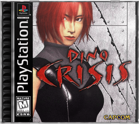 Dino Crisis PlayStation 1 survival horror game Regina and dinosaurs third-person combat puzzle solving futuristic setting cover art