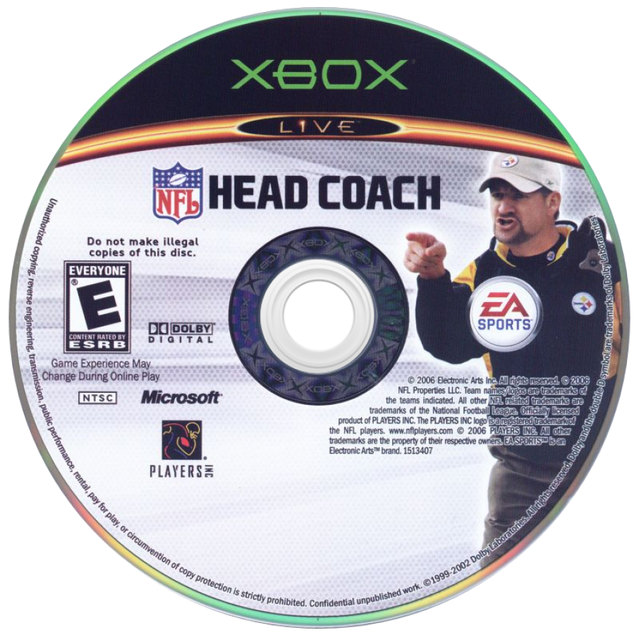 NFL Head Coach for Xbox (Xbox) disc for sports football video game.
