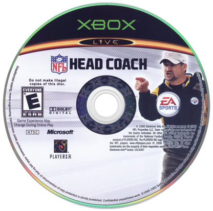 NFL Head Coach for Xbox (Xbox) disc for sports football video game.